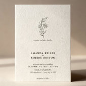 ミニマリストラインアートフローラ結婚式招待状 招待状