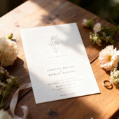 ミニマリストラインアートフローラ結婚式招待状 招待状