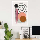 ミニマリストラインアートプリントミッドセンチュリーアート ポスター (ホームオフィス)