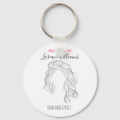 ミニマリストラインアートロングウェーブナチュラル美容師 キーホルダー (正面)