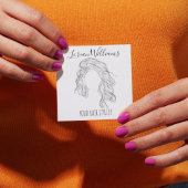 ミニマリストラインアートロングウェーブナチュラル美容師 スクエア名刺