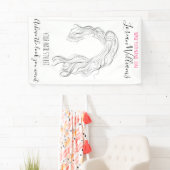 ミニマリストラインアートロングウェーブナチュラル美容師 横断幕 (インサイチュ)