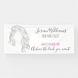 ミニマリストラインアートロングウェーブナチュラル美容師 横断幕