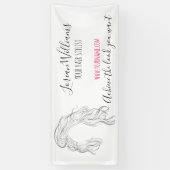 ミニマリストラインアートロングウェーブナチュラル美容師 横断幕 (縦)