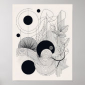 ミニマリストラインアート抽象芸術植物学 ポスター (正面)