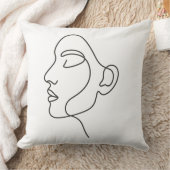 ミニマリストラインアート顔 クッション (ブランケット)