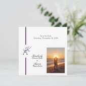 ミニマリストラインイニシャル結婚式の招待 セーブザデート (スタンド正面)