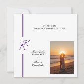 ミニマリストラインイニシャル結婚式の招待 セーブザデート (正面)