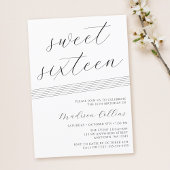 ミニマリストライン白黒スウィート16 招待状