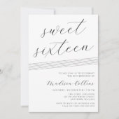 ミニマリストライン白黒スウィート16 招待状 (正面)