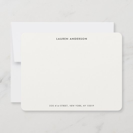 ミニマリストラグジュアリーアイボリーパーソナライズされたフラット ノートカード (正面)
