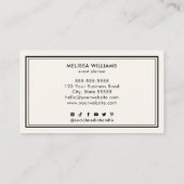 ミニマリストラグジュアリーアイボリーブラックシックビジネスカード 名刺 (裏面)