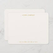 ミニマリストラグジュアリーアイボリー&金ゴールドフラパーソナライズされたット ノートカード (正面/裏面)