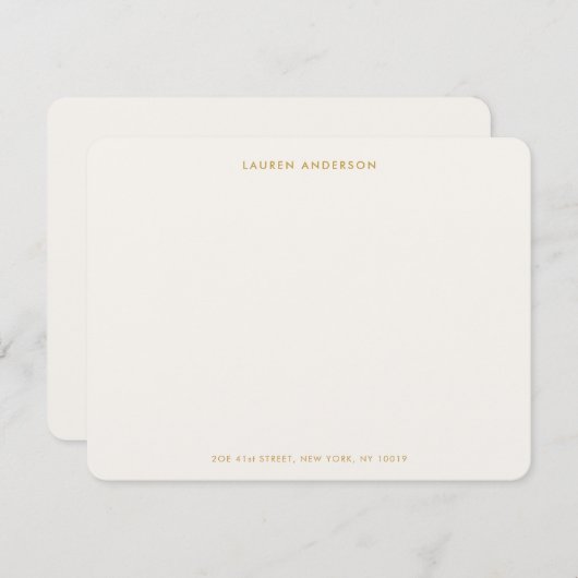 ミニマリストラグジュアリーアイボリー&金ゴールドフラパーソナライズされたット ノートカード (正面/裏面)