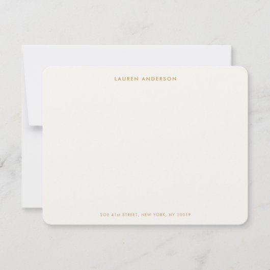 ミニマリストラグジュアリーアイボリー&金ゴールドフラパーソナライズされたット ノートカード (正面)