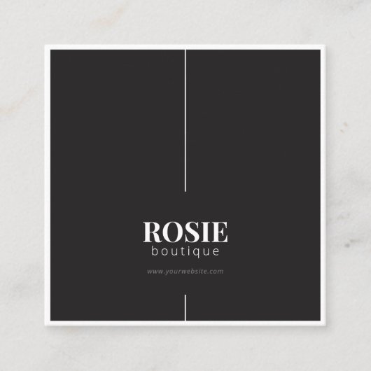 ミニマリストラグジュアリーオンラインブティックブラック/ホワイト スクエア名刺 (正面)