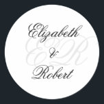 ミニマリストラグジュアリーネームモノグラム結婚式用シール ラウンドシール<br><div class="desc">ミニマリストラグジュアリーネームモノグラム結婚式用シール</div>