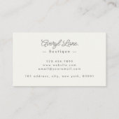 ミニマリストラグジュアリーブティックアイボリーエレガントスクリプト 名刺 (裏面)
