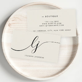 ミニマリストラグジュアリーブティックアイボリーエレガントモノグラム 名刺