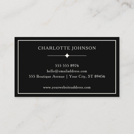 ミニマリストラグジュアリーブティックアイボリーブラック 名刺 (裏面)