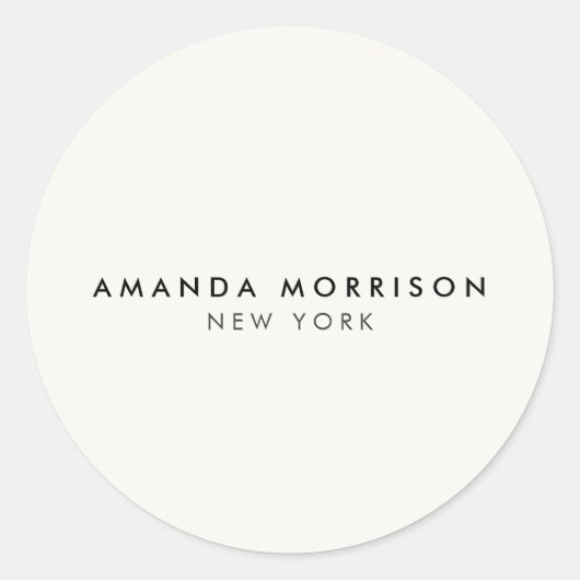 ミニマリストラグジュアリーブティックアイボリー ラウンドシール (正面)