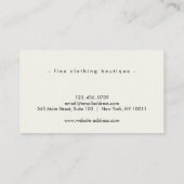 ミニマリストラグジュアリーブティックアイボリー 名刺 (裏面)