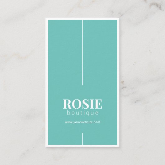 ミニマリストラグジュアリーブティックティール(緑がかった色)/ホワイト 名刺 (正面)
