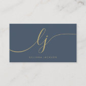 ミニマリストラグジュアリーブティックネイビーブルーアイボリー エレガント 名刺 (正面)