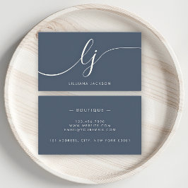 ミニマリストラグジュアリーブティックネイビーブルーアイボリー エレガント 名刺
