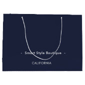 ミニマリストラグジュアリーブティックネイビーブルー ラージペーパーバッグ (裏面)
