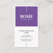 ミニマリストラグジュアリーブティックパープル/ホワイト 名刺 (裏面)