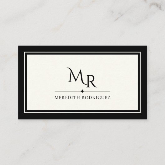 ミニマリストラグジュアリーブティックブラックアイボリーモノグラム 名刺 (正面)