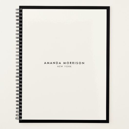 ミニマリストラグジュアリーブティックブラック/アイボリーアポイントメント プランナー手帳 (正面)