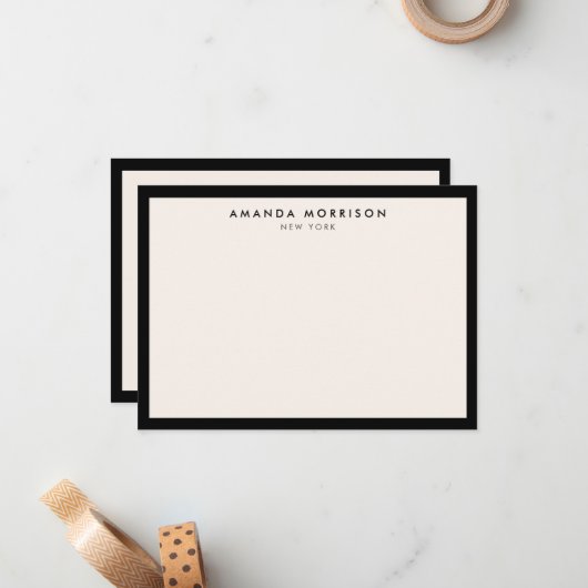 ミニマリストラグジュアリーブティックブラック/アイボリーノートカード ノートカード (正面/裏面インサイチュ)