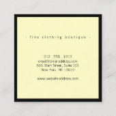 ミニマリストラグジュアリーブティックブラック/イエロー スクエア名刺 (裏面)