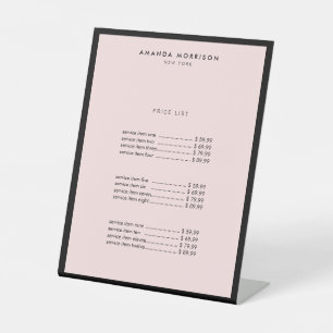 ミニマリストラグジュアリーブティックブラック/ピンク 台座サイン