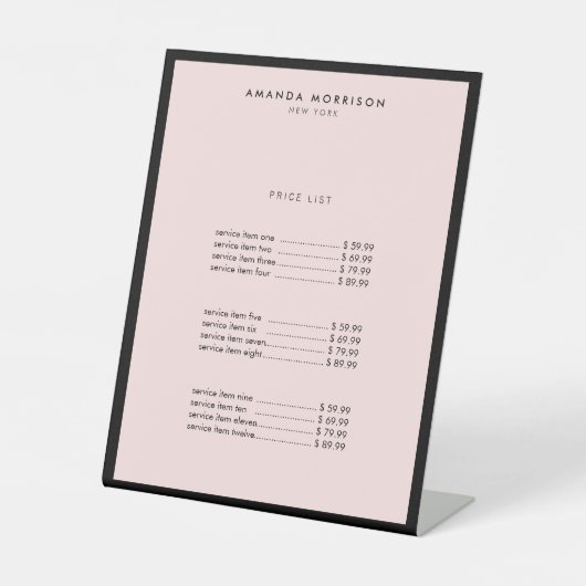 ミニマリストラグジュアリーブティックブラック/ピンク 台座サイン (正面)