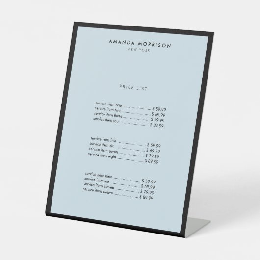 ミニマリストラグジュアリーブティックブラック/ブルー 台座サイン (正面)