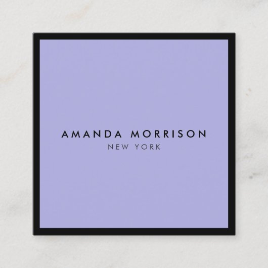 ミニマリストラグジュアリーブティックブラック/ペリウィンクル スクエア名刺 (正面)
