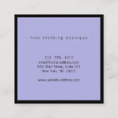 ミニマリストラグジュアリーブティックブラック/ペリウィンクル スクエア名刺 (裏面)