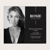 ミニマリストラグジュアリーブティックヘアサロン白黒 名刺 (内部フラット)