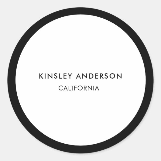 ミニマリストラグジュアリーブティックホワイトアンドブラック ラウンドシール (正面)