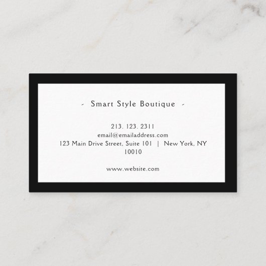 ミニマリストラグジュアリーブティックホワイトアンドブラック 名刺 (裏面)