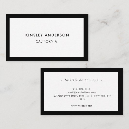 ミニマリストラグジュアリーブティックホワイトアンドブラック 名刺 (正面/裏面)