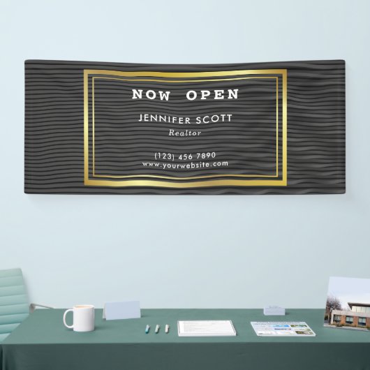 ミニマリストラグジュアリーブラック金ゴールドビジネス 横断幕 (トレードショー)