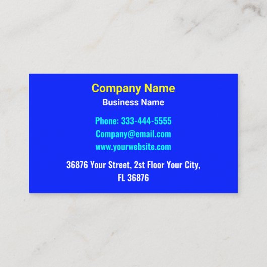 ミニマリストラグジュアリーブルーカラーエレガント- シンプル 名刺 (裏面)