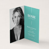 ミニマリストラグジュアリー化粧/ヘアアーティストティール（緑がかった色）折り畳み 名刺 (内部)