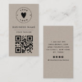 ミニマリストラスティクラフト独自のロゴQrコードを追加 名刺 (正面/裏面)