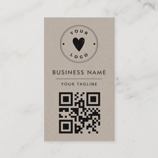 ミニマリストラスティクラフト独自のロゴQrコードを追加 名刺 (正面)
