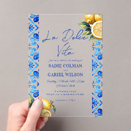 ミニマリストラドルチェヴィタイタリアンレモンズ結婚ズ アクリル招待状